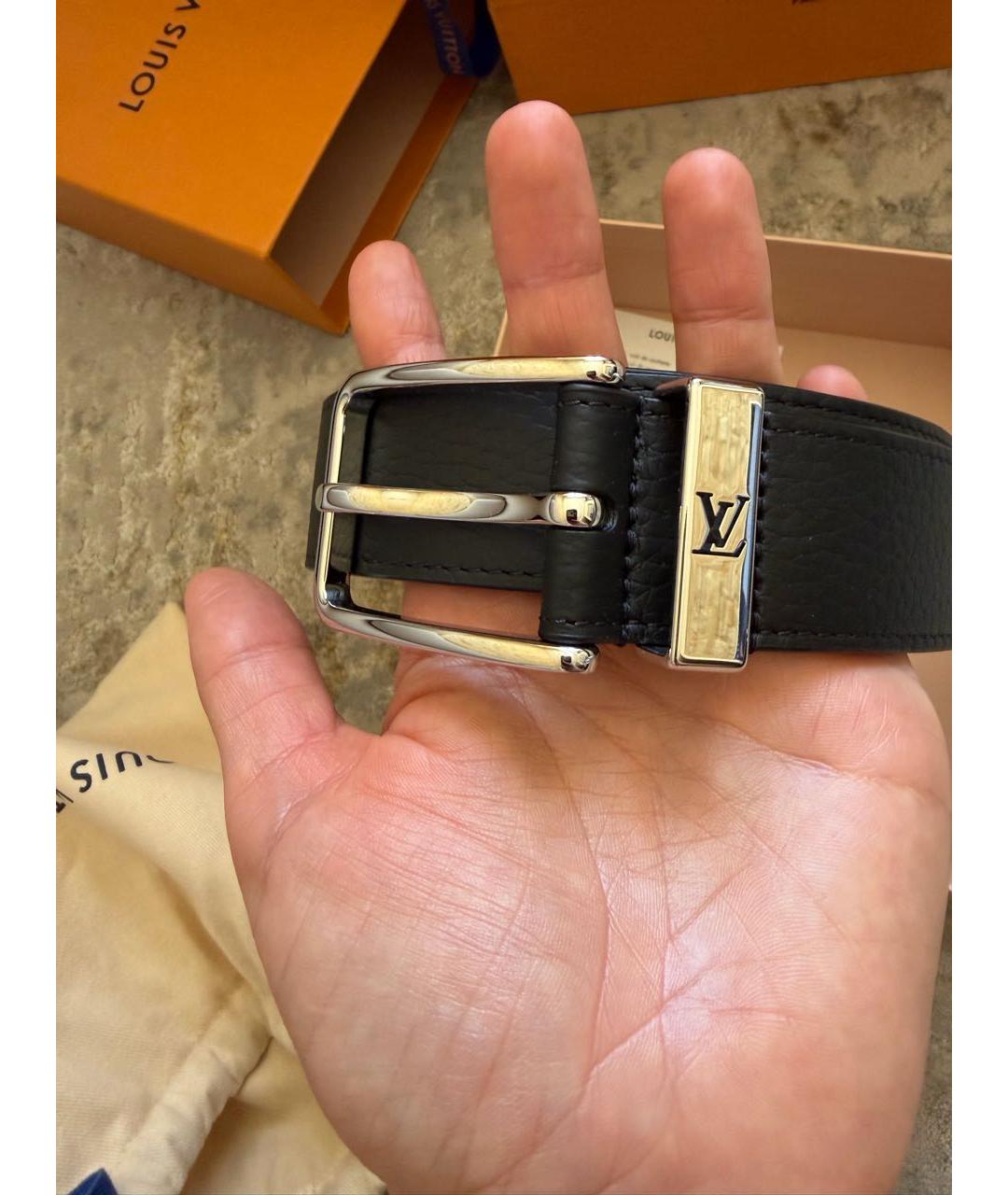 LOUIS VUITTON Черный кожаный ремень, фото 2