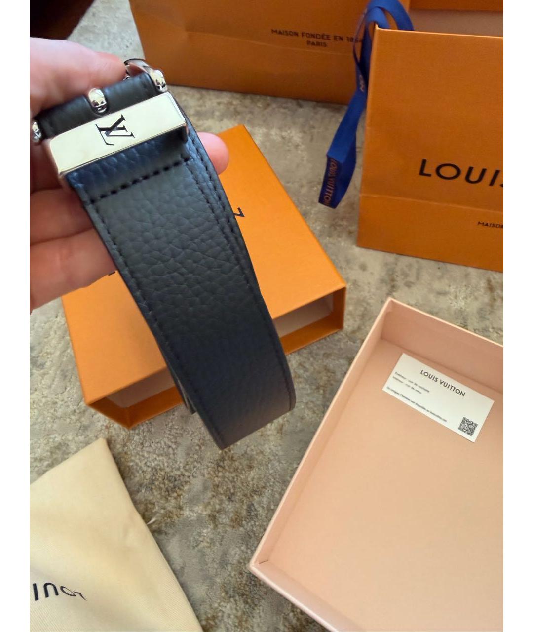 LOUIS VUITTON Черный кожаный ремень, фото 6