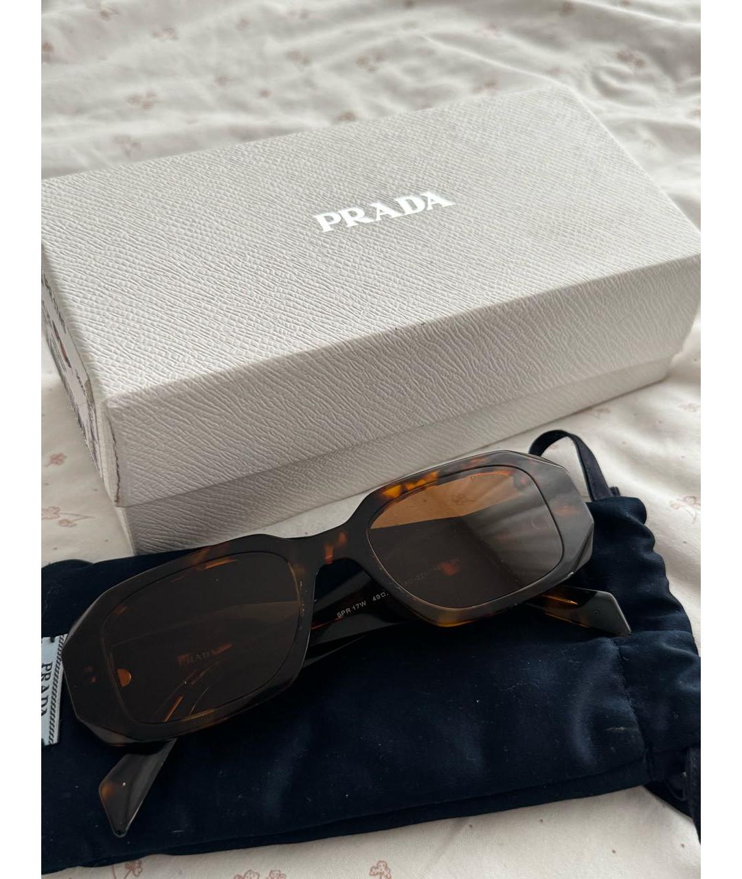 PRADA Коричневые пластиковые солнцезащитные очки, фото 4