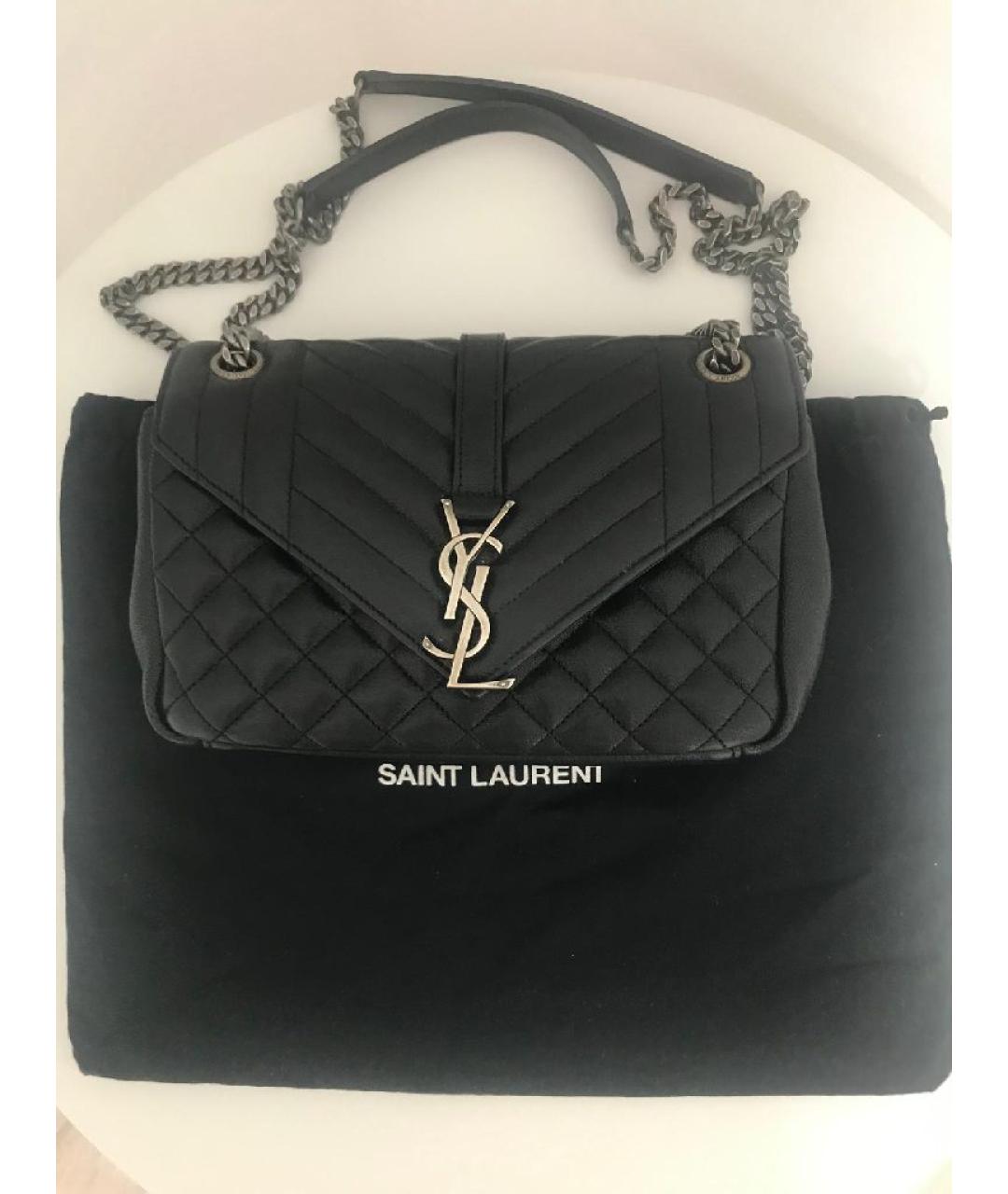 SAINT LAURENT Черная кожаная сумка через плечо, фото 7
