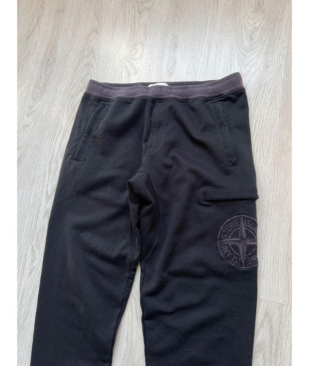 STONE ISLAND Черные хлопковые повседневные брюки, фото 3