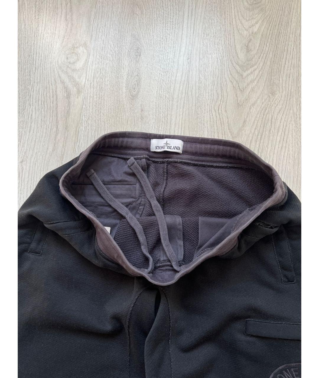 STONE ISLAND Черные хлопковые повседневные брюки, фото 4