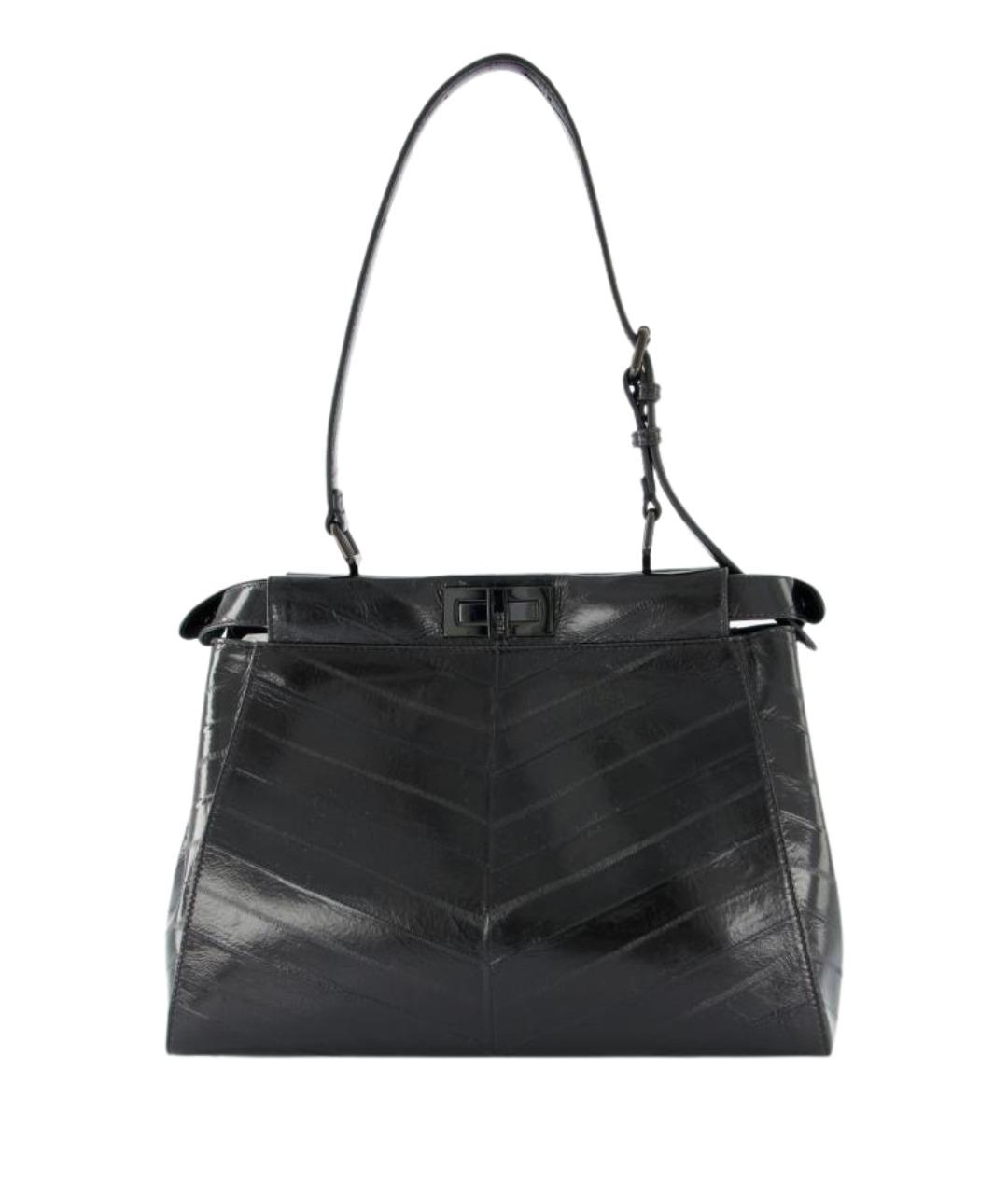 FENDI Черная сумка тоут из экзотической кожи, фото 1