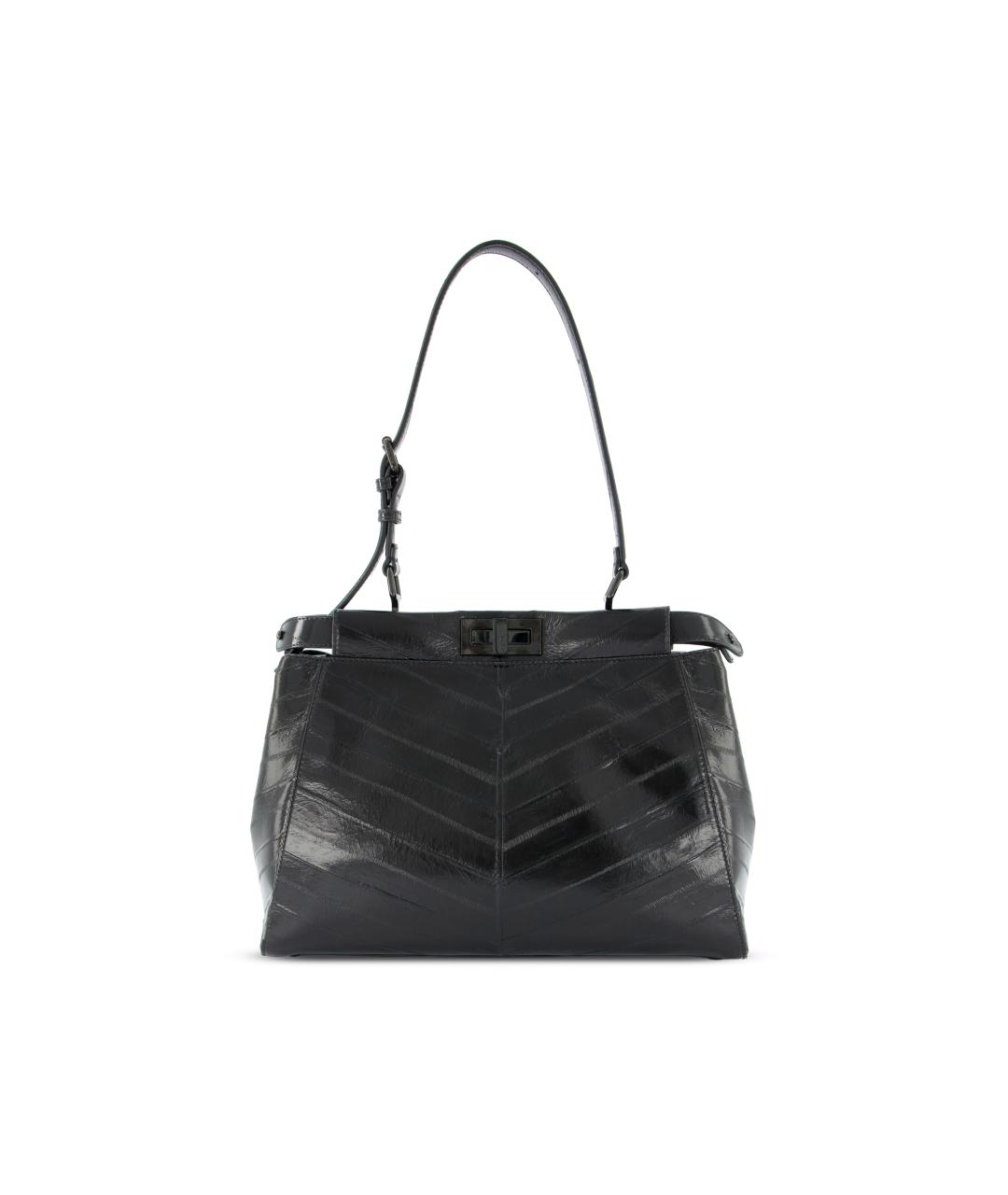 FENDI Черная сумка тоут из экзотической кожи, фото 2