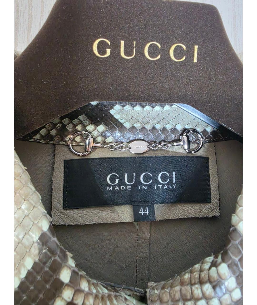 GUCCI Зеленое пальто из кожи питона, фото 5