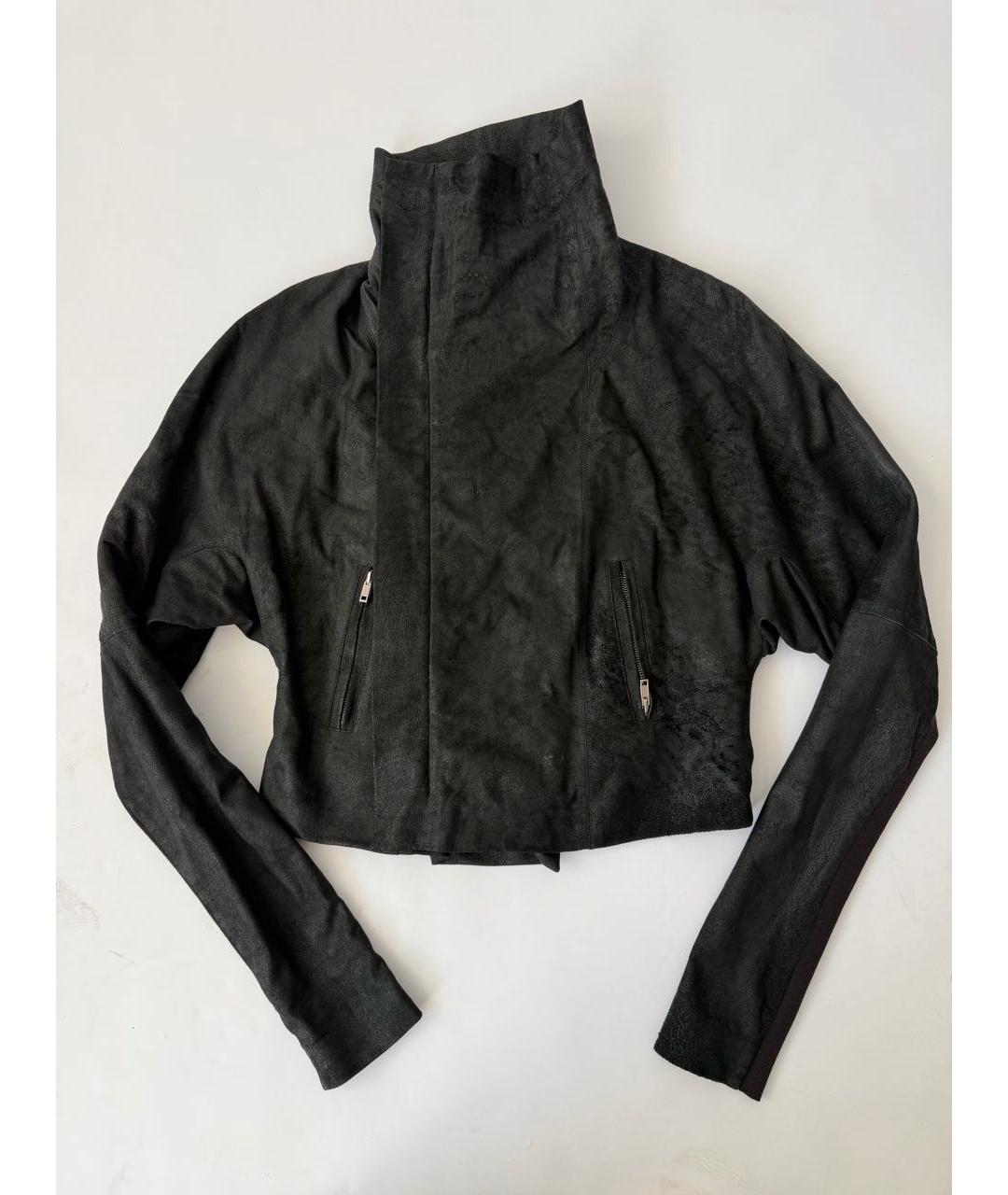 RICK OWENS Черная кожаная куртка, фото 8