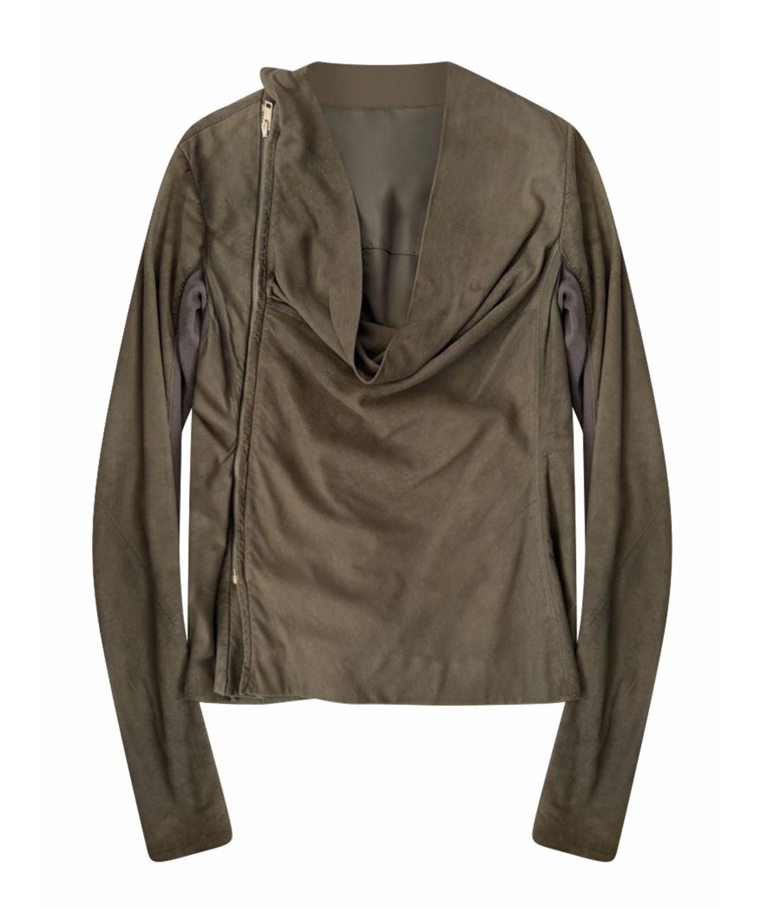 RICK OWENS Хаки кожаная куртка, фото 1