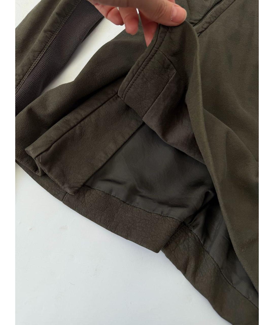 RICK OWENS Хаки кожаная куртка, фото 3