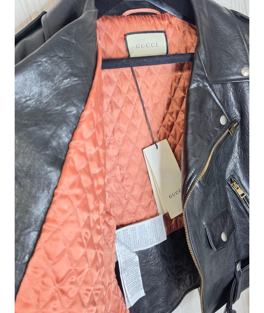 GUCCI Черная кожаная куртка, фото 4