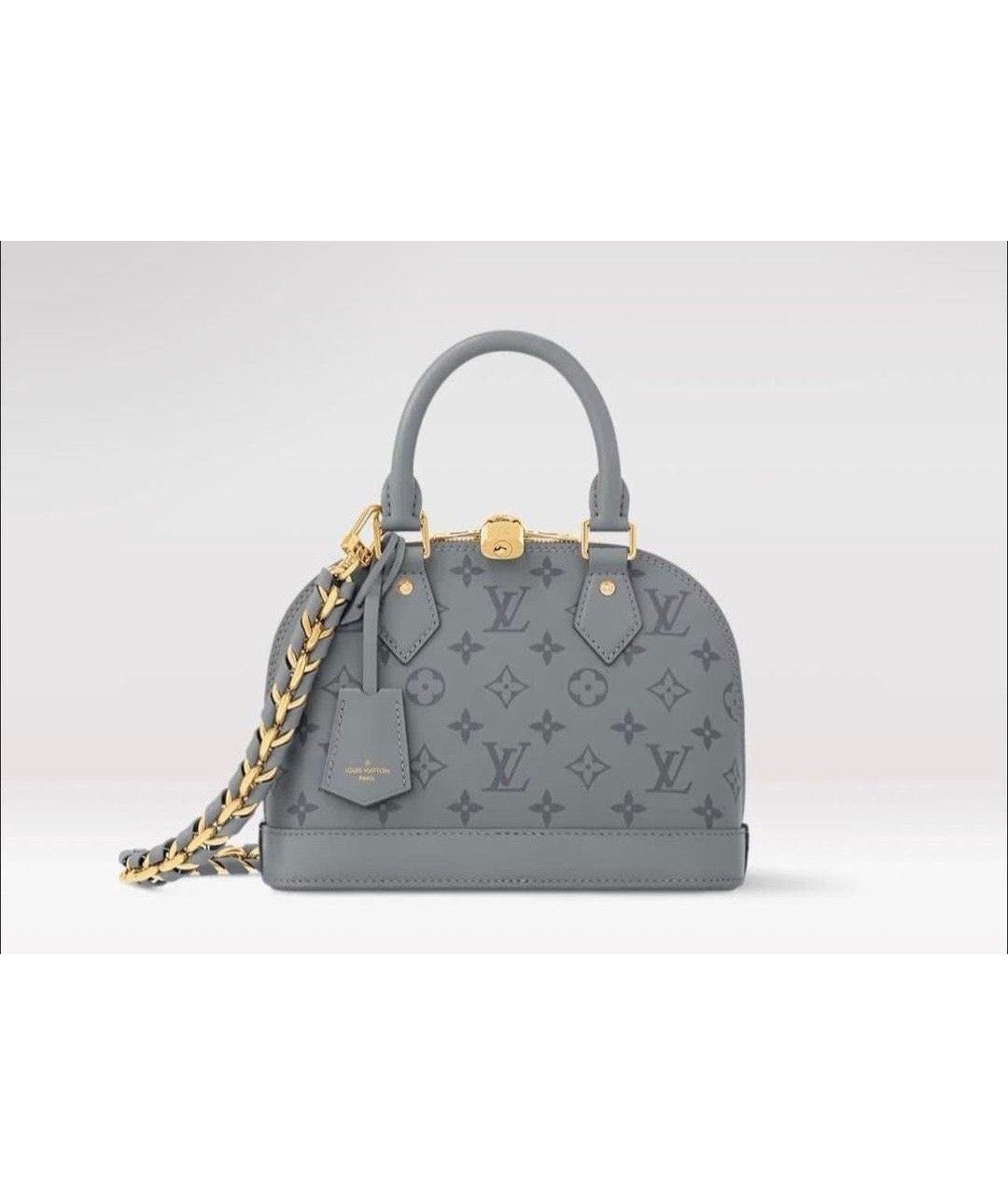 LOUIS VUITTON Серая кожаная сумка с короткими ручками, фото 6