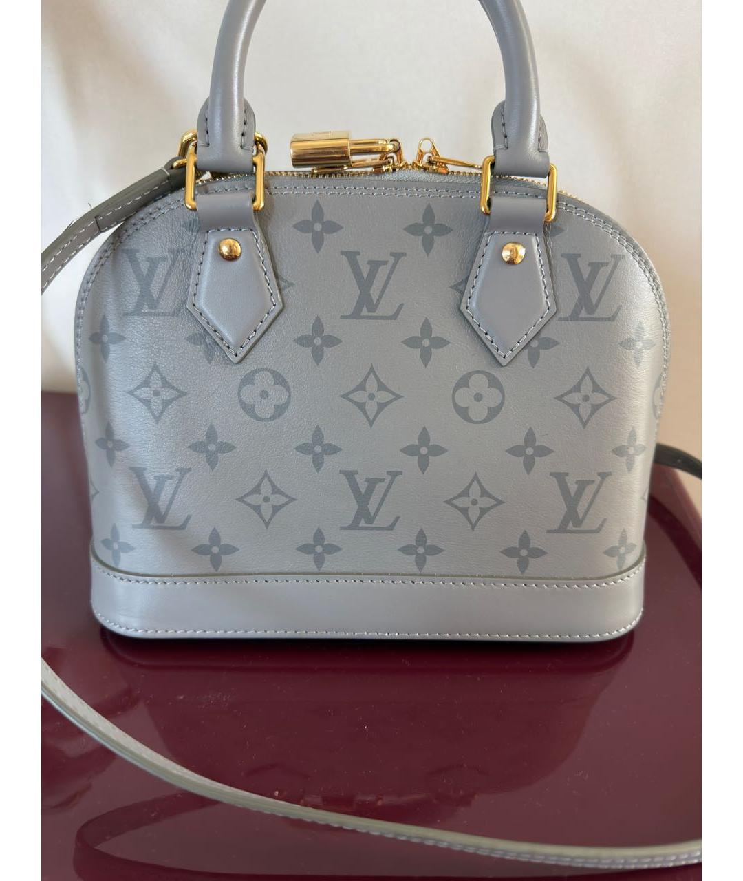 LOUIS VUITTON Серая кожаная сумка с короткими ручками, фото 3
