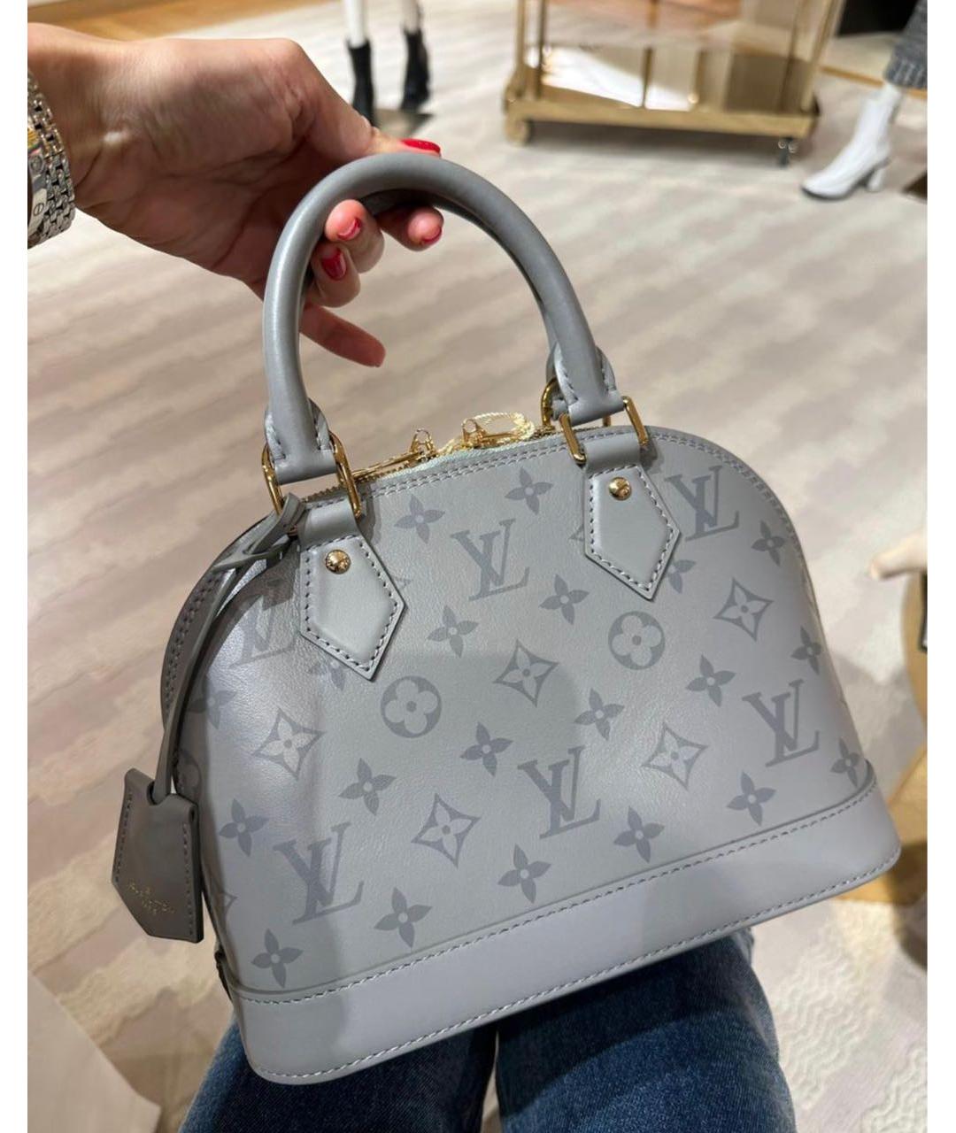 LOUIS VUITTON Серая кожаная сумка с короткими ручками, фото 5