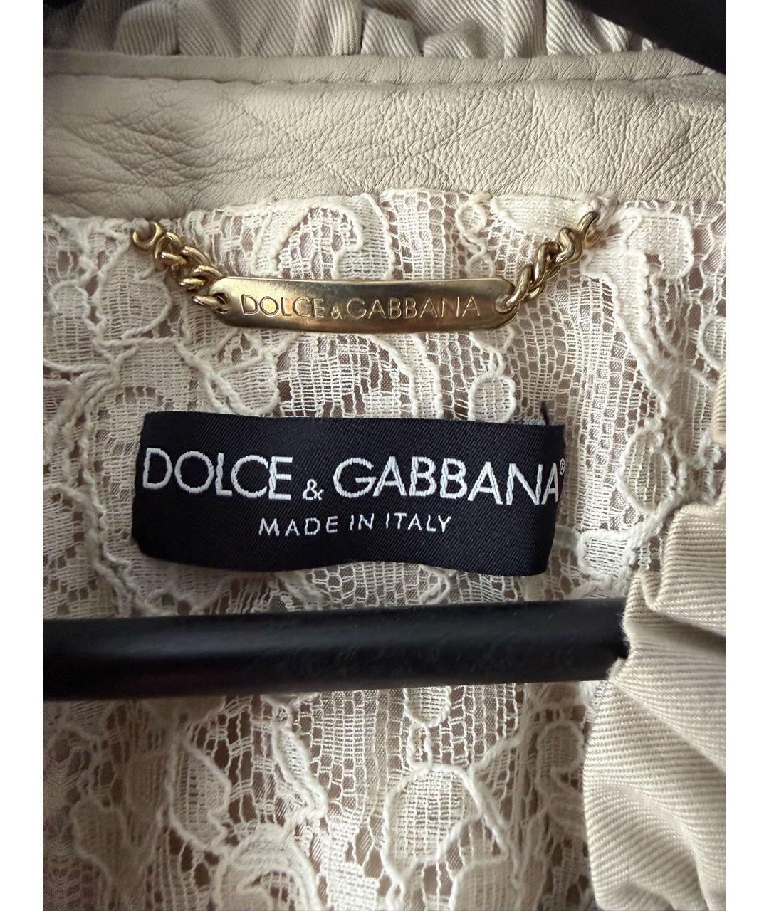 DOLCE&GABBANA Бежевая кожаная куртка, фото 3