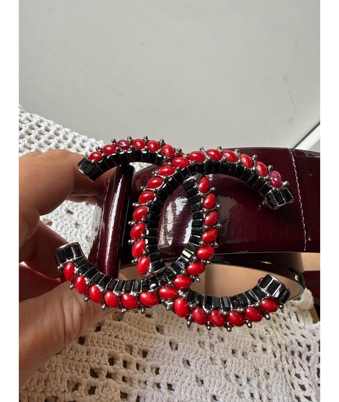CHANEL Бордовый кожаный ремень, фото 6