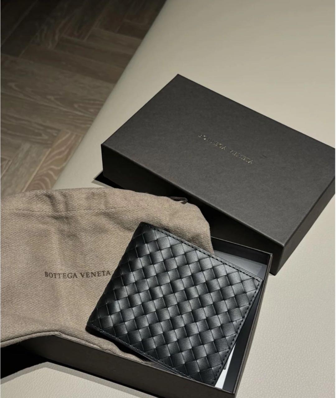 BOTTEGA VENETA Черный кожаный кошелек, фото 4