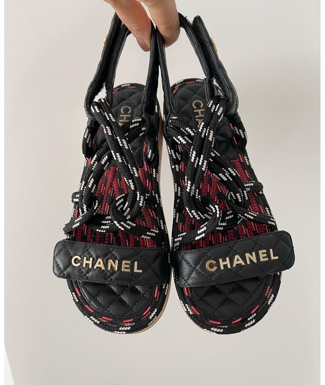 CHANEL PRE-OWNED Черные кожаные сандалии, фото 3