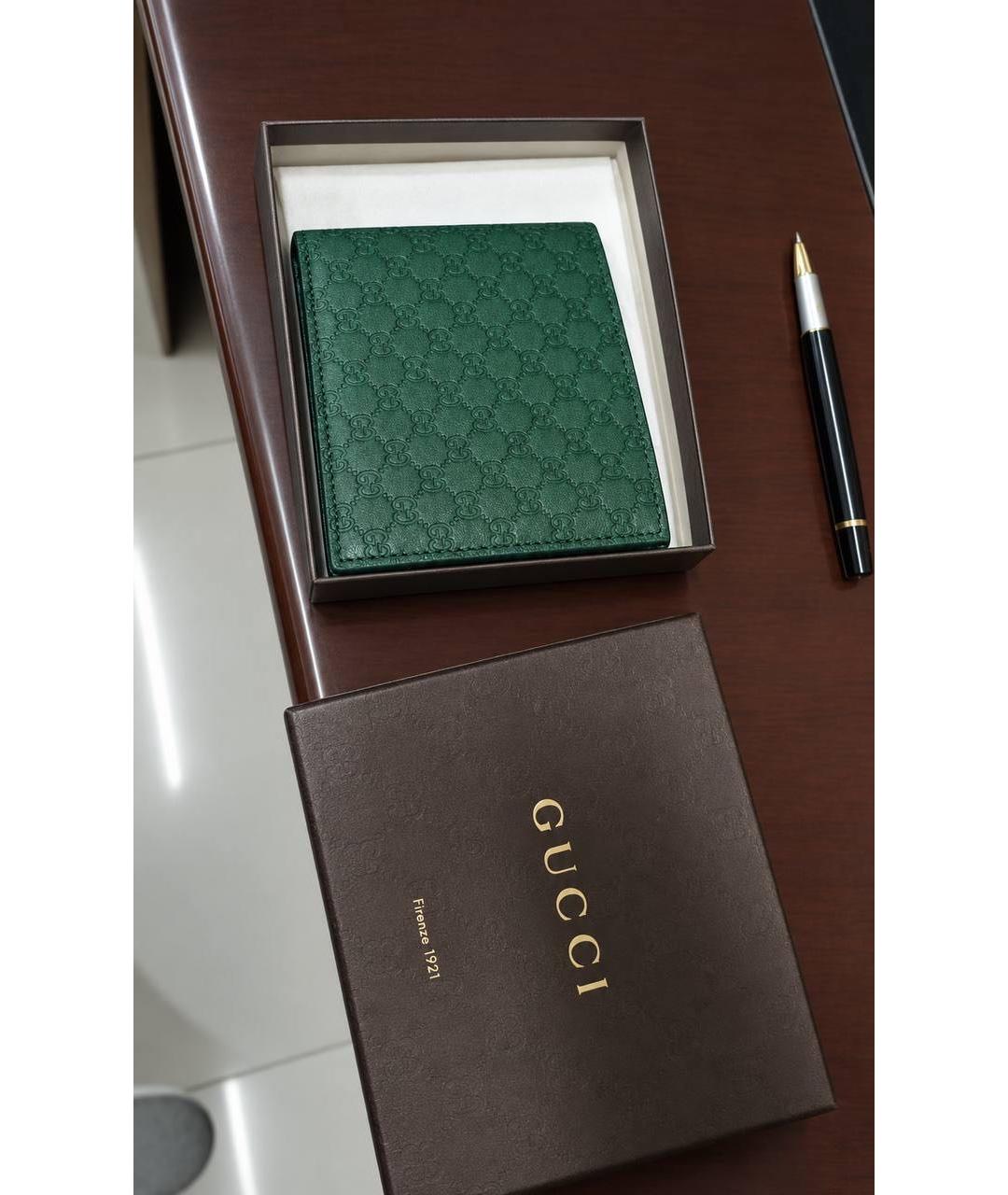 GUCCI Зеленый кожаный кошелек, фото 5