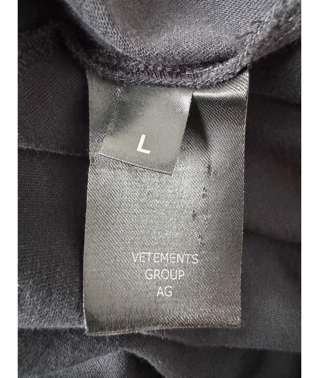 VETEMENTS Черная хлопковая футболка, фото 5
