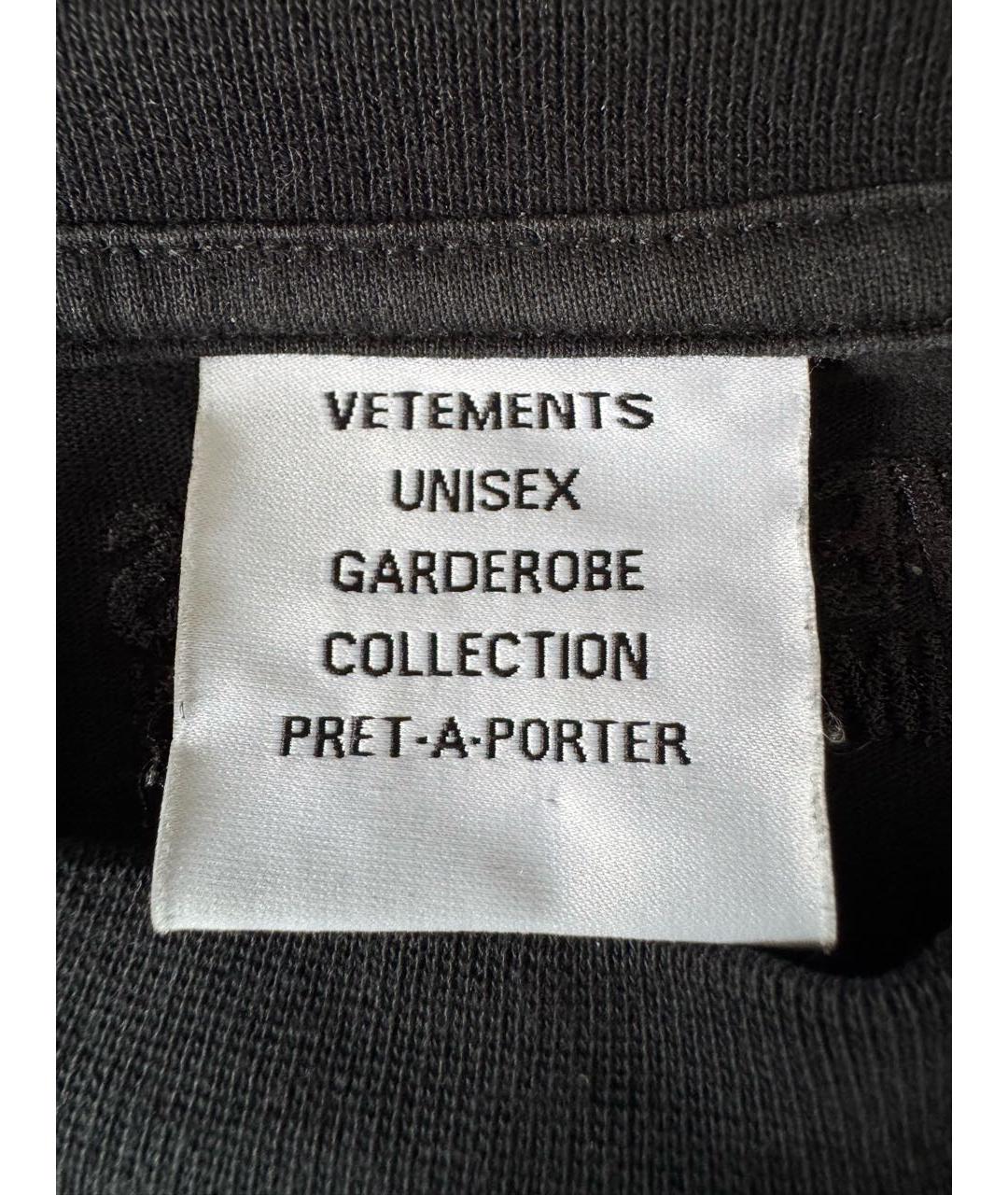 VETEMENTS Черная хлопковая футболка, фото 4