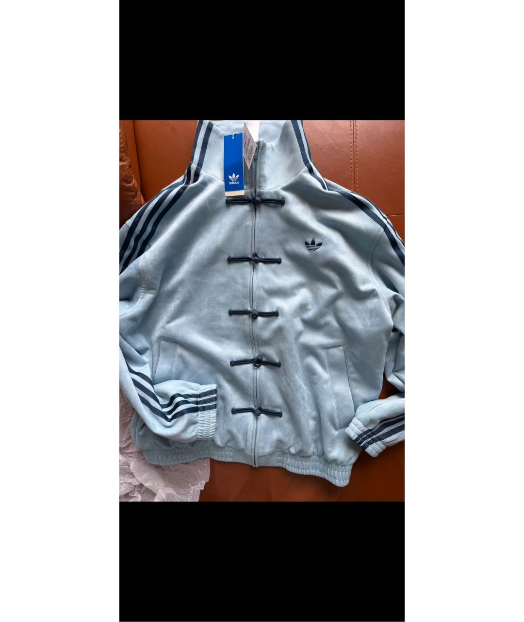 ADIDAS Голубая полиэстеровая куртка, фото 2