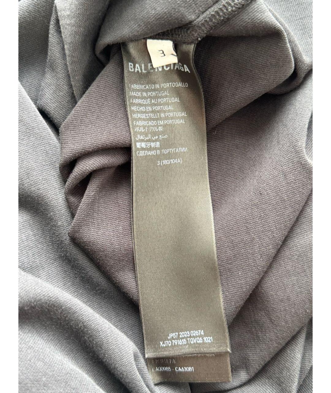 BALENCIAGA Антрацитовая хлопковая футболка, фото 4