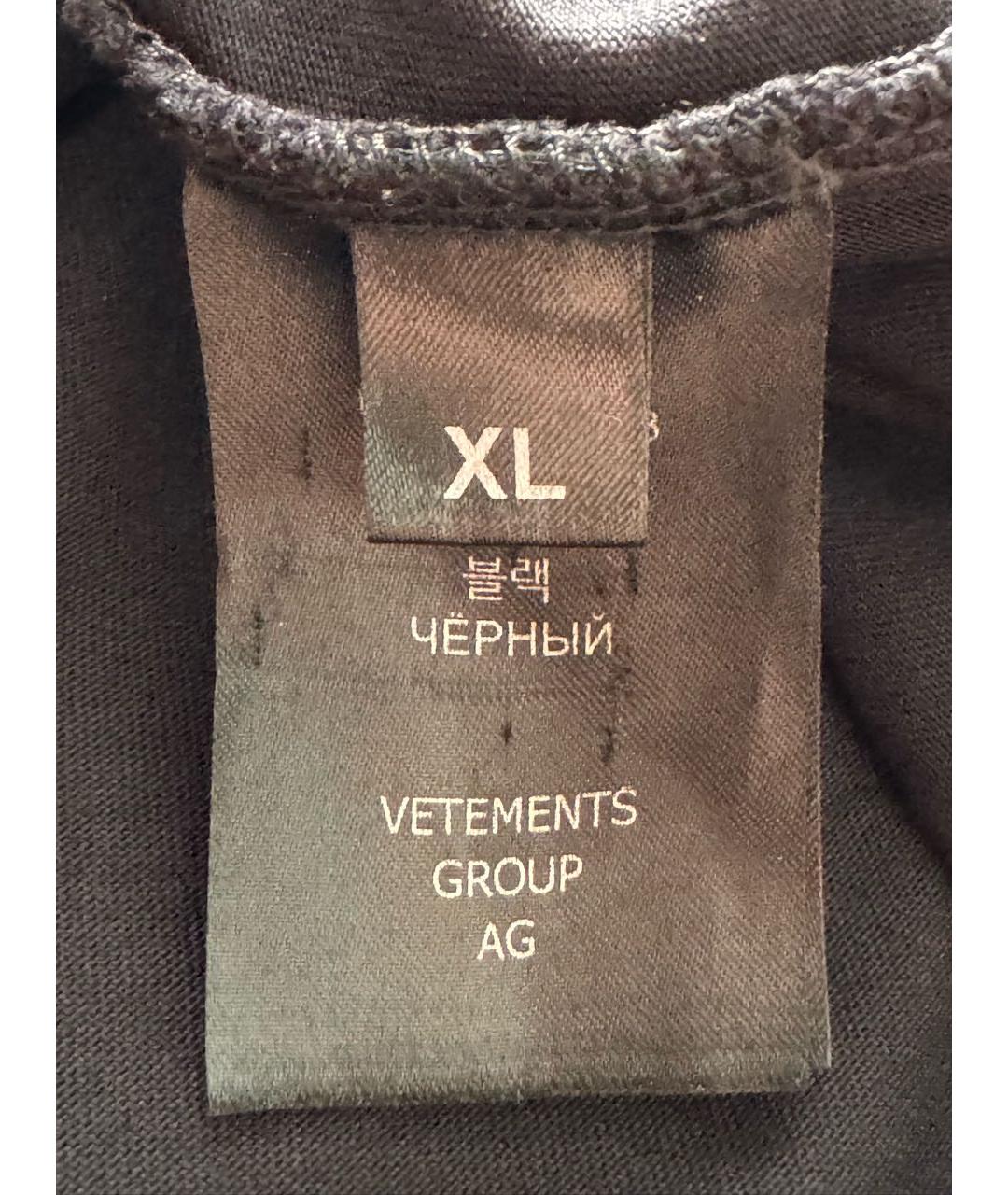 VETEMENTS Черная хлопковая футболка, фото 4