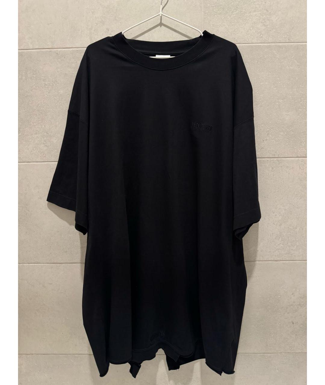 VETEMENTS Черная хлопковая футболка, фото 5