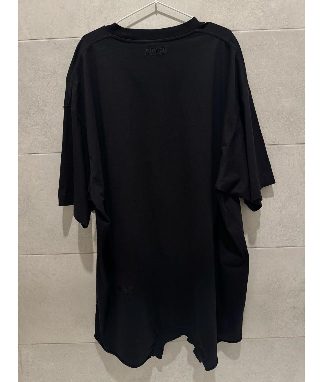 VETEMENTS Черная хлопковая футболка, фото 2