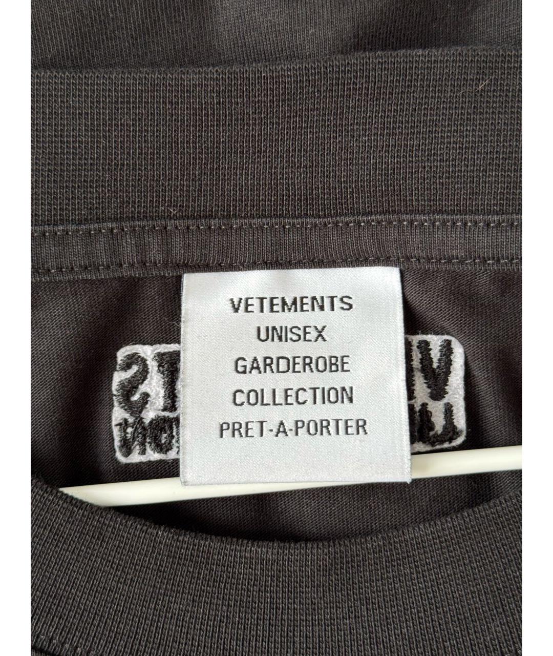 VETEMENTS Черная хлопковая футболка, фото 3