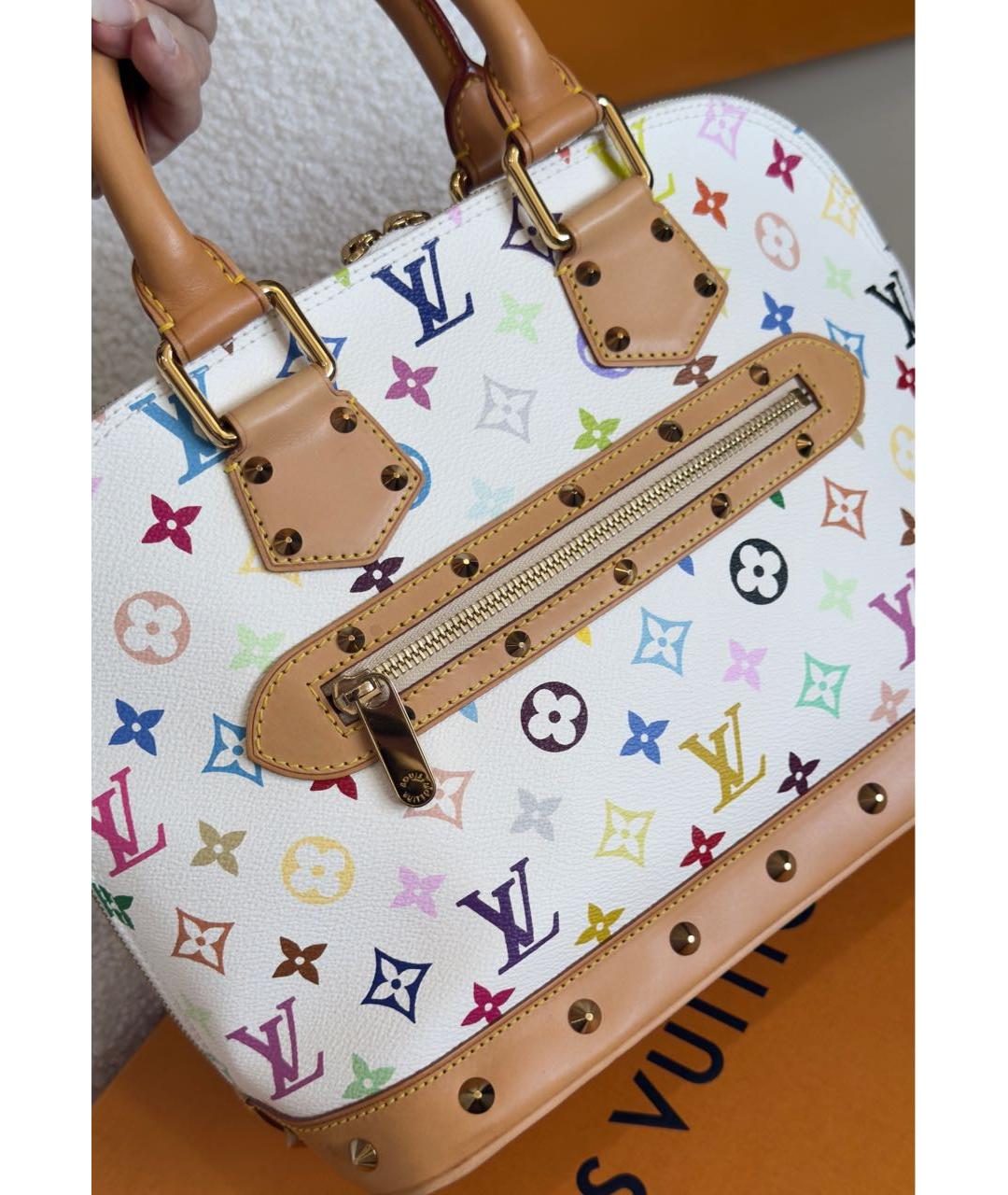 LOUIS VUITTON Белая сумка с короткими ручками из канвы, фото 7