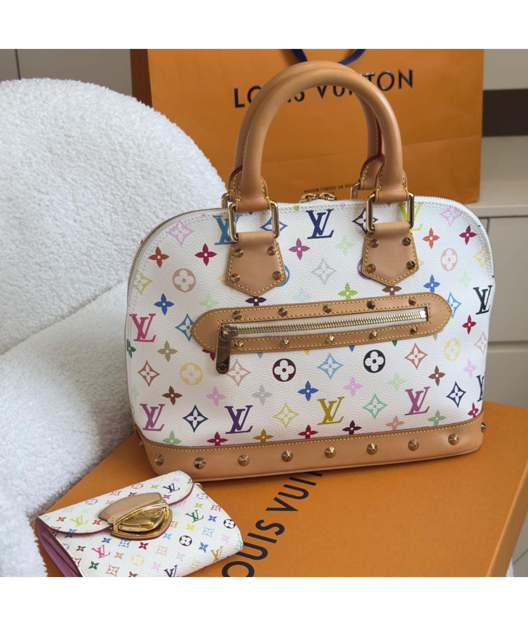 LOUIS VUITTON Белая сумка с короткими ручками из канвы, фото 3