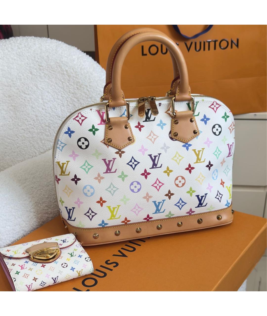 LOUIS VUITTON Белая сумка с короткими ручками из канвы, фото 2