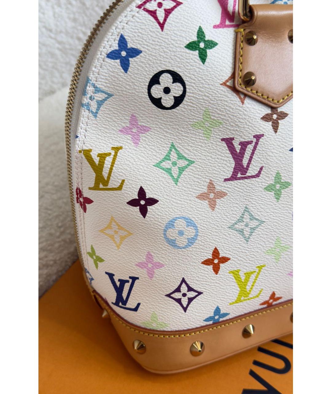 LOUIS VUITTON Белая сумка с короткими ручками из канвы, фото 5