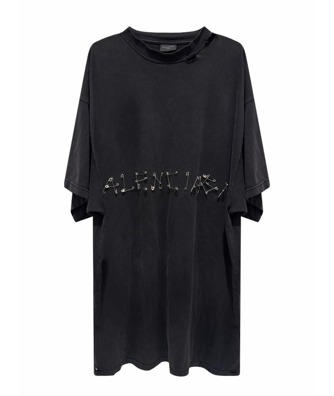 BALENCIAGA Антрацитовая хлопковая футболка, фото 1