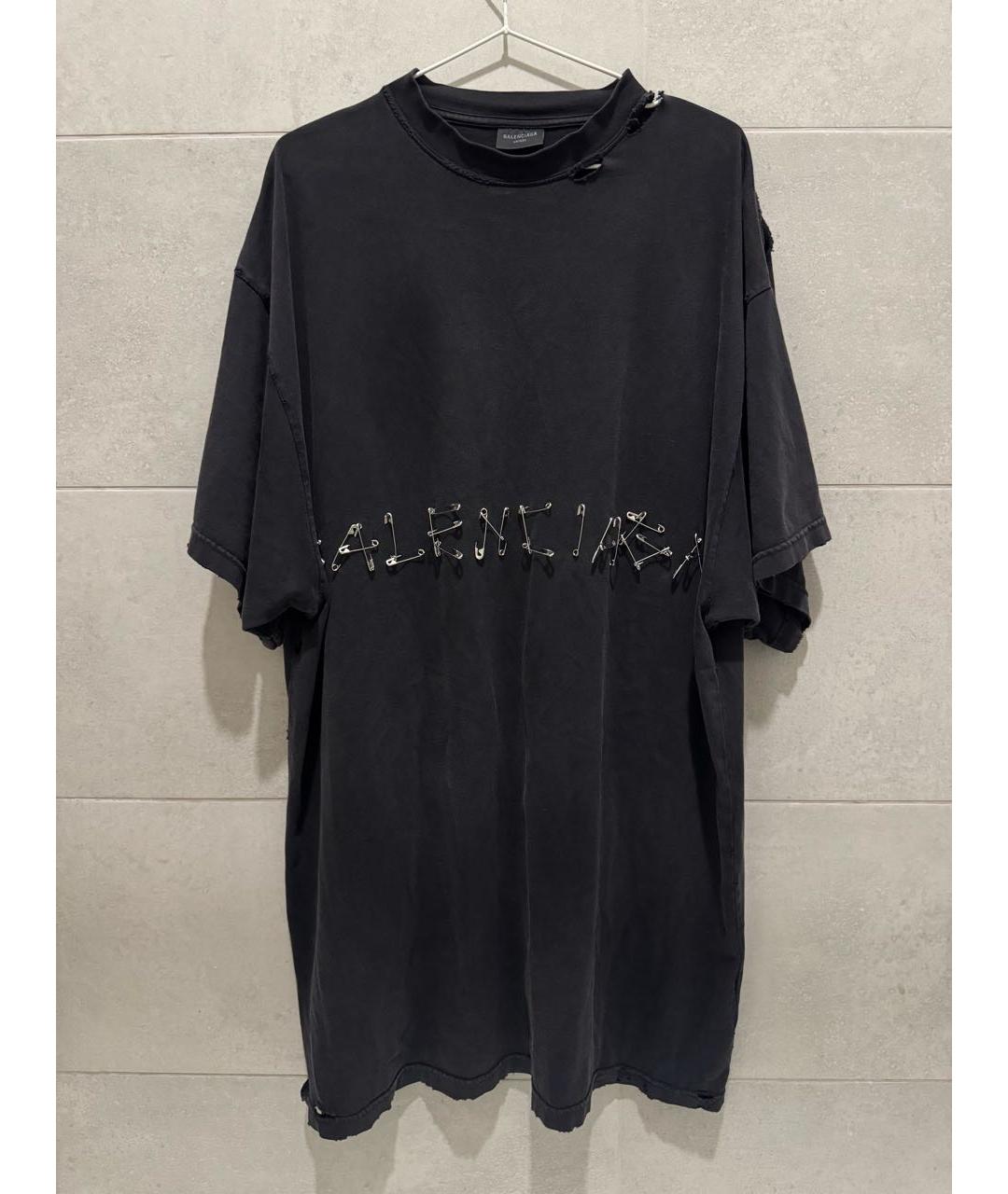 BALENCIAGA Антрацитовая хлопковая футболка, фото 6