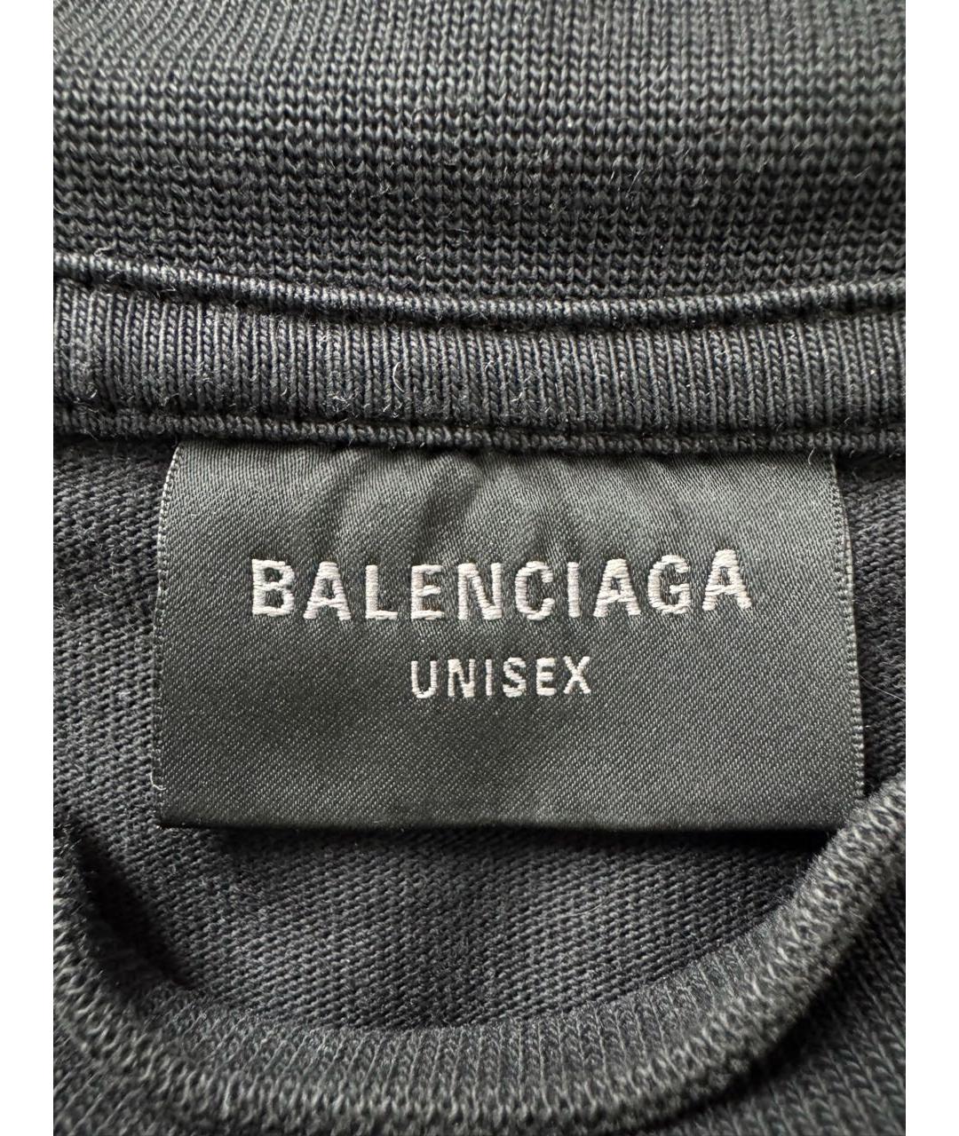 BALENCIAGA Антрацитовая хлопковая футболка, фото 4