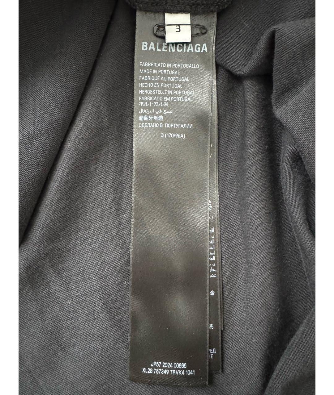BALENCIAGA Антрацитовая хлопковая футболка, фото 5