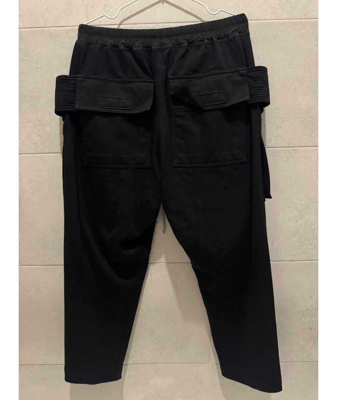 RICK OWENS Черные хлопковые повседневные брюки, фото 2