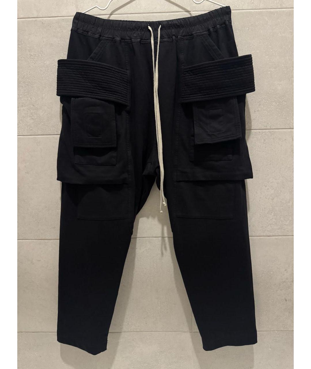 RICK OWENS Черные хлопковые повседневные брюки, фото 5