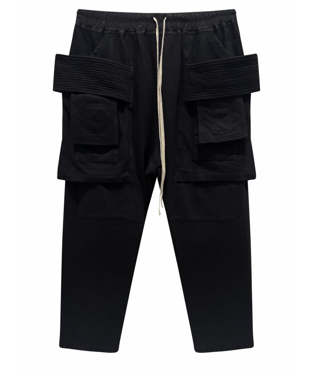 RICK OWENS Черные хлопковые повседневные брюки, фото 1