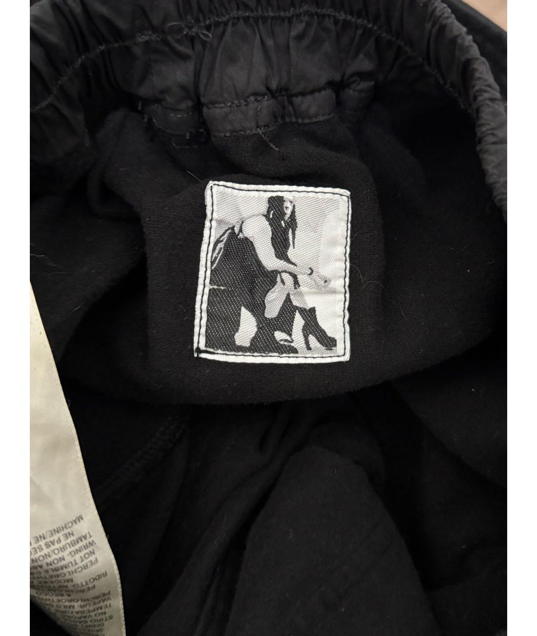 RICK OWENS Черные хлопковые повседневные брюки, фото 4