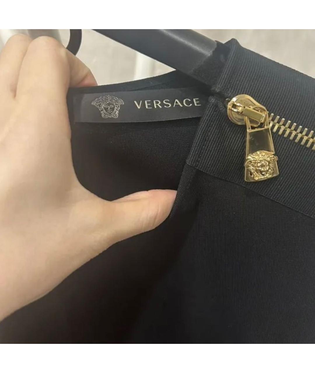VERSACE Черное вискозное повседневное платье, фото 4