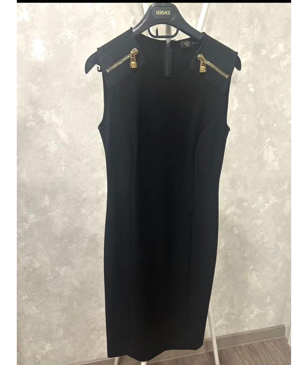 VERSACE Черное вискозное повседневное платье, фото 5