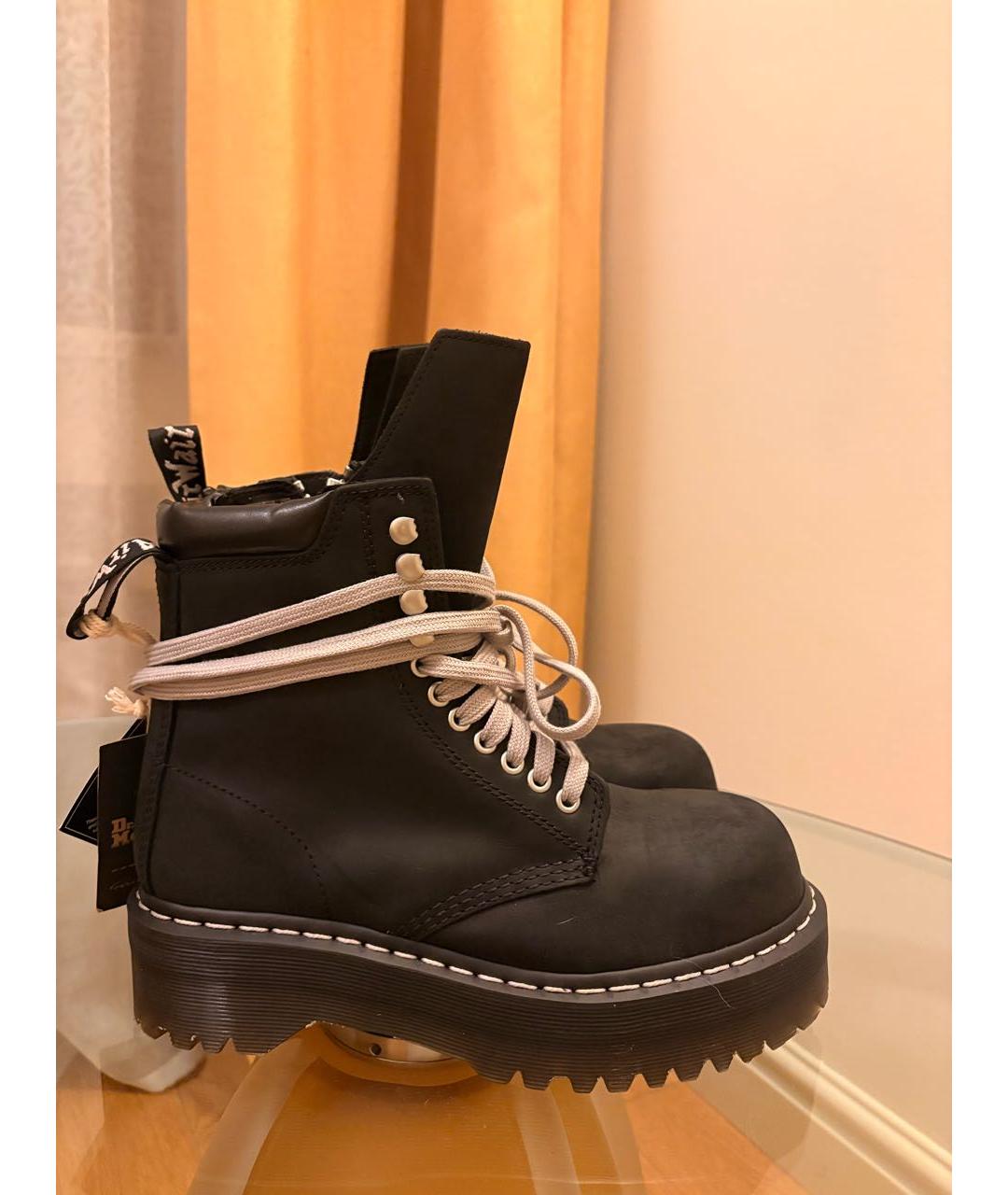 RICK OWENS Черные кожаные ботинки, фото 7