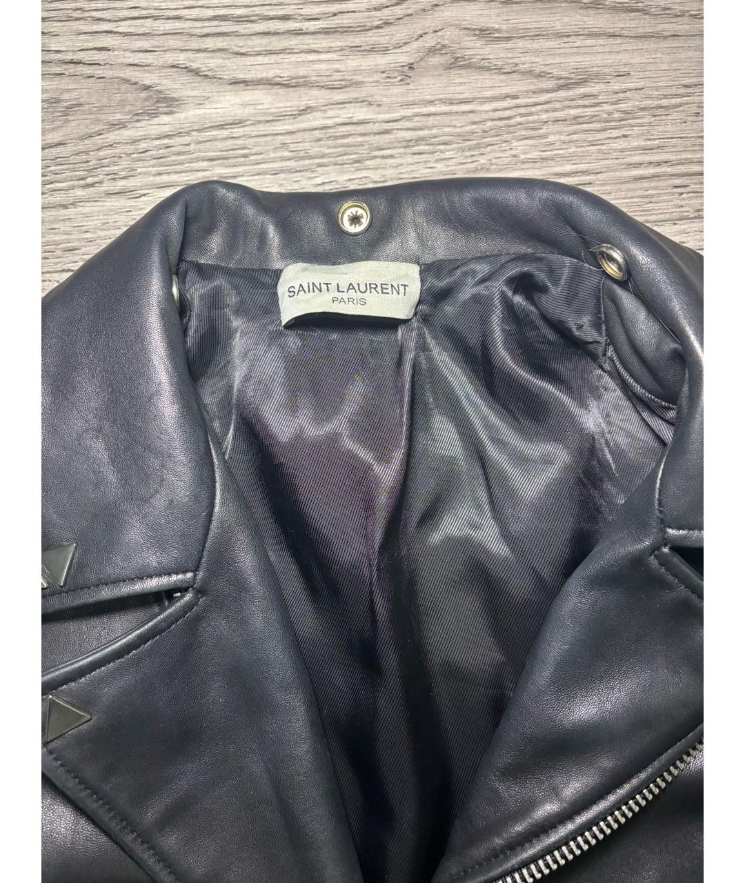 SAINT LAURENT Черная кожаная куртка, фото 3