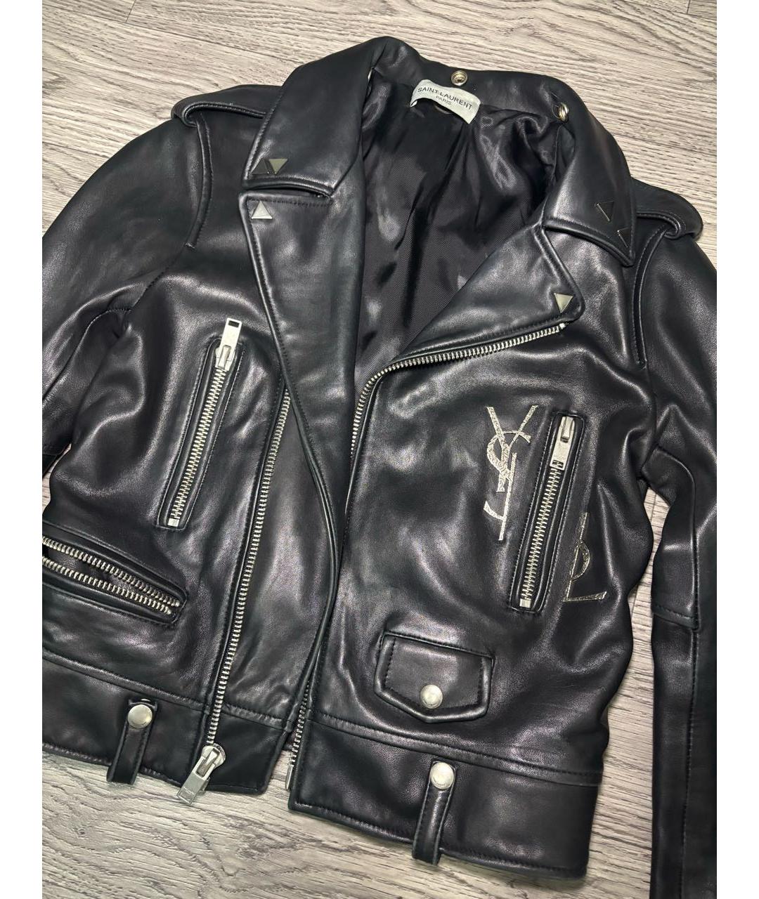 SAINT LAURENT Черная кожаная куртка, фото 4