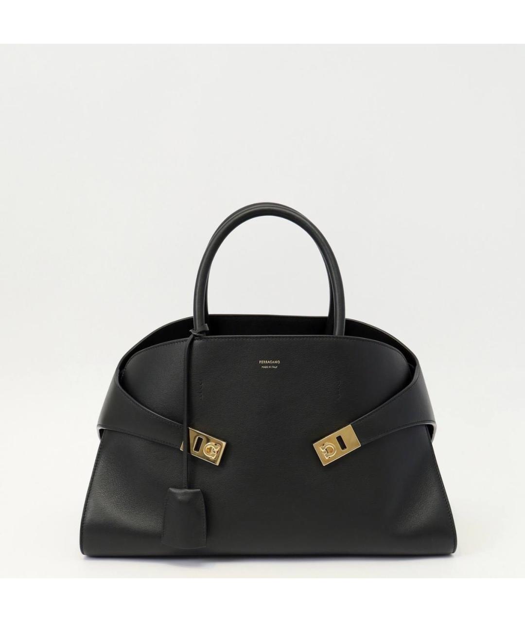 FERRAGAMO Черная кожаная сумка с короткими ручками, фото 8