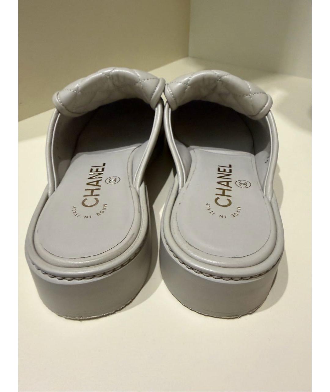 CHANEL Серые кожаные сабо, фото 4