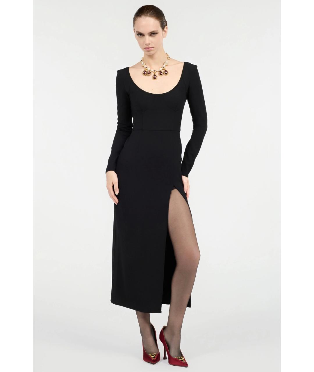 ROBERTO CAVALLI Черное шерстяное коктейльное платье, фото 3