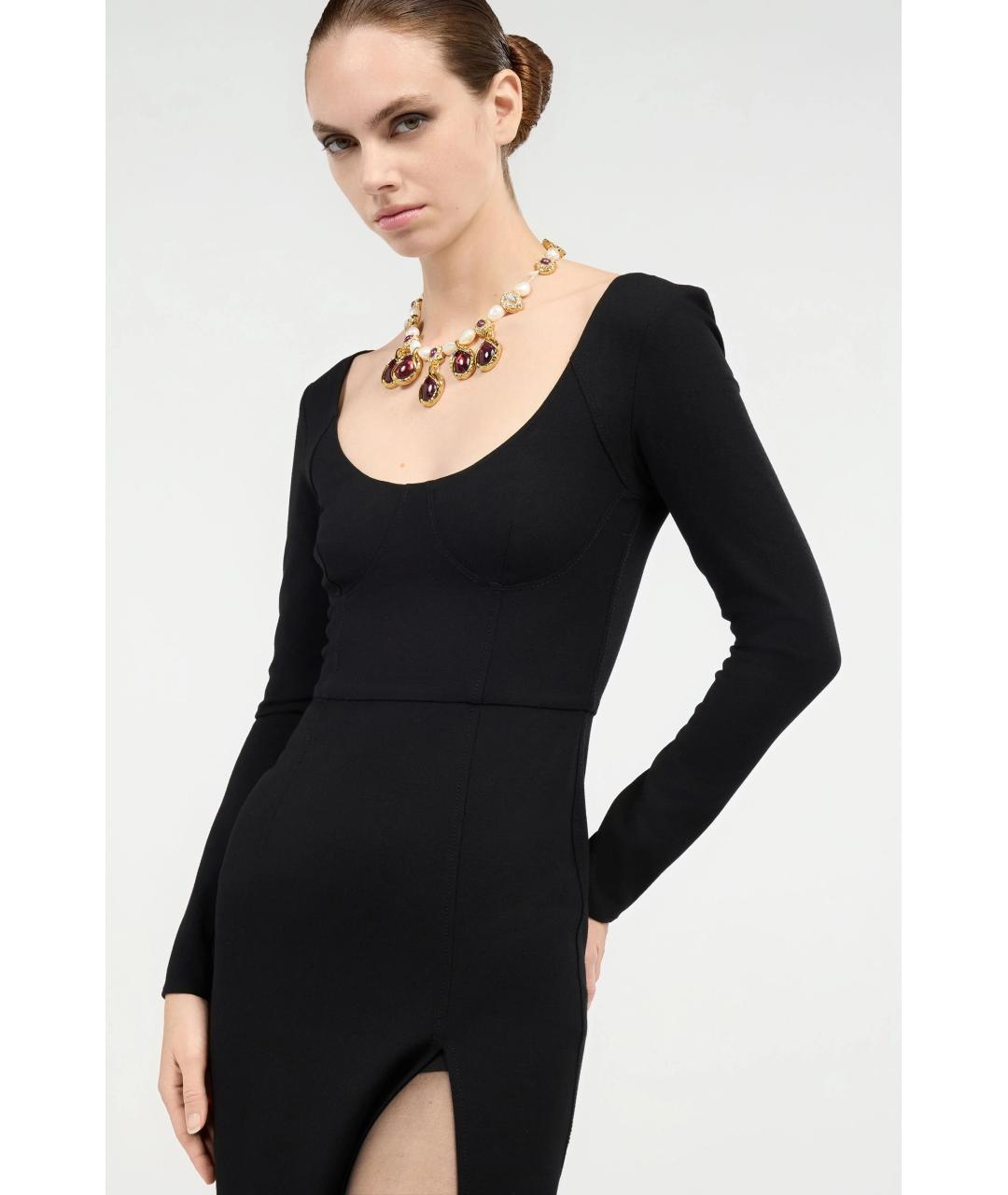 ROBERTO CAVALLI Черное шерстяное коктейльное платье, фото 4